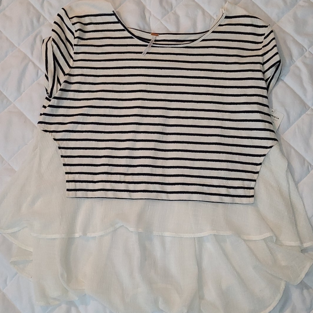 Free People Navy and Cream Women's Small NWT